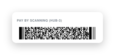 HUB-3 pay-by-scan barcode